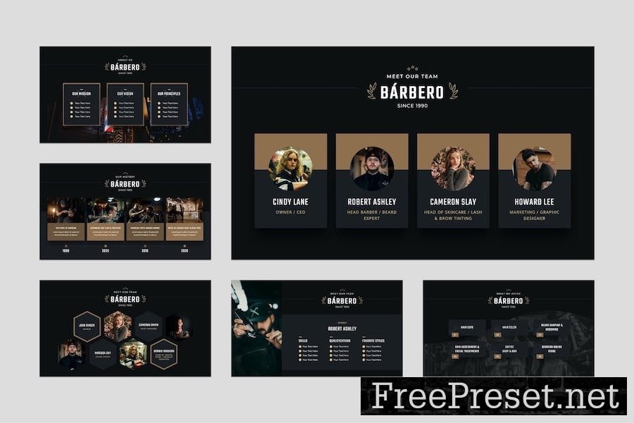 Barber Shop Slides Presentation Template NAFRWLN