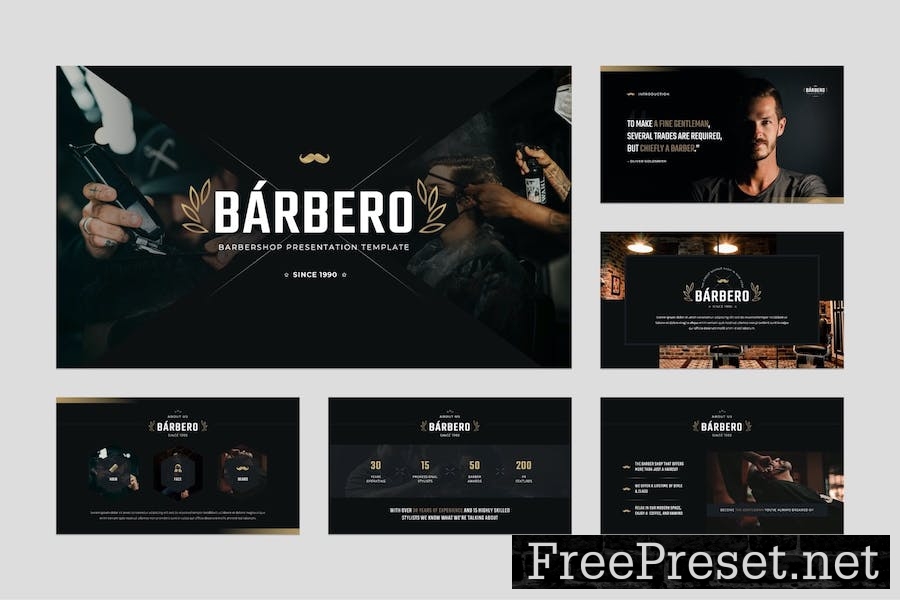 Barber Shop Slides Presentation Template NAFRWLN