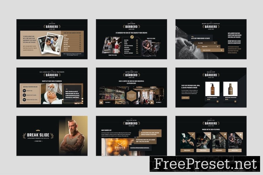 Barber Shop Slides Presentation Template NAFRWLN