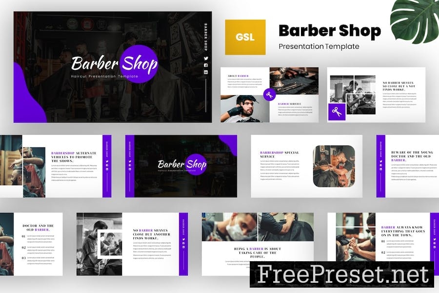 Barbershop & Hairdresser Google Slides Template AUHMNJA