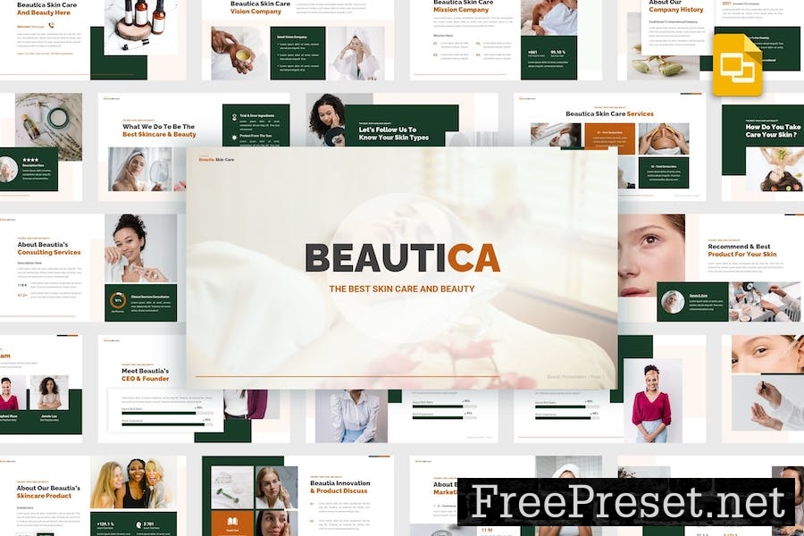 Beautica - Skin Care Google Slides Template Q75U346