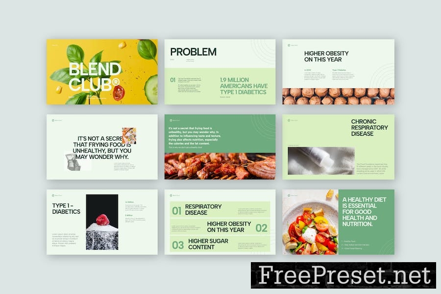 BlendClub Green Minimal Healthy Food Google Slides HGVC2D2