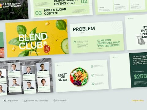 BlendClub Green Minimal Healthy Food Google Slides HGVC2D2