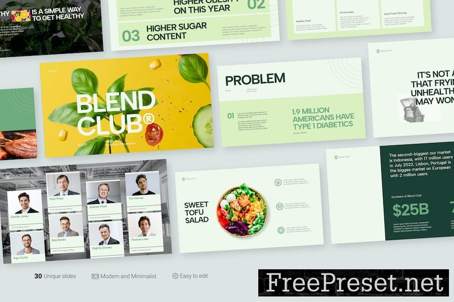 BlendClub Green Minimal Healthy Food Google Slides HGVC2D2