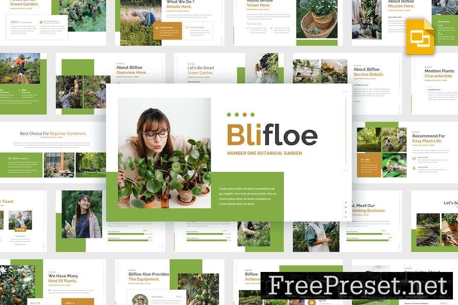 Blifloe - Green Garden Google Slides Template ATP5K5Q