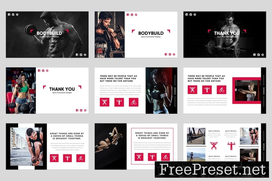 Bodybuild - Gym & Fitness Google Slides Template U86SG6Y