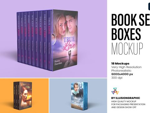 Book Set Boxes Mockup - 18 views 7408907