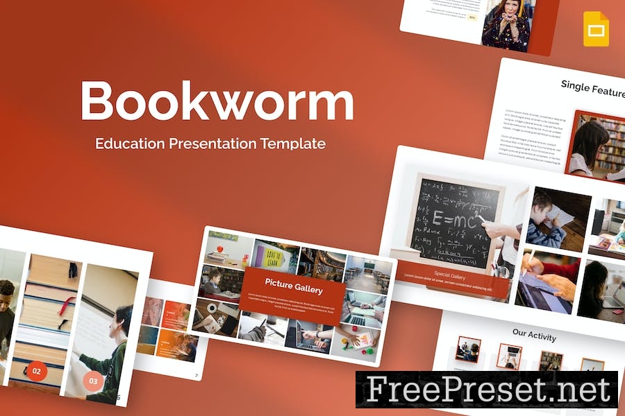 Bookworm Maroon Minimalist Education Google Slides V8WQ5UM