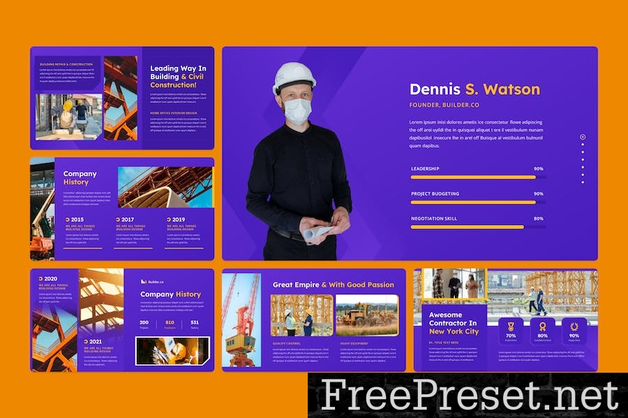 Builder - Construction Google Slide Template 9TET8JJ