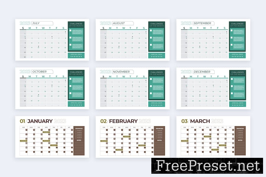 Business 2023 Calendar Google Slides Infographics K42U57U