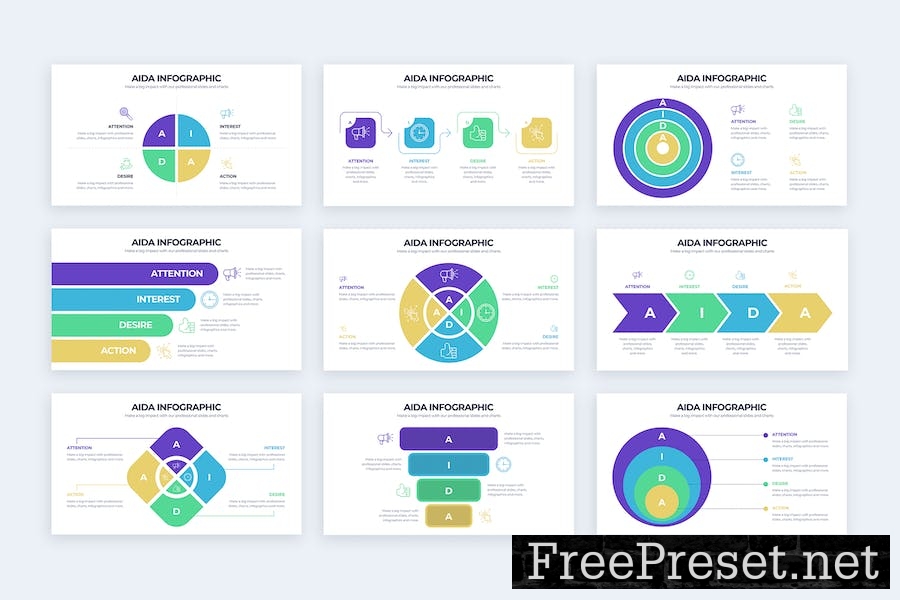 Business AIDA Model Google Slides Infographics 55ALQWV