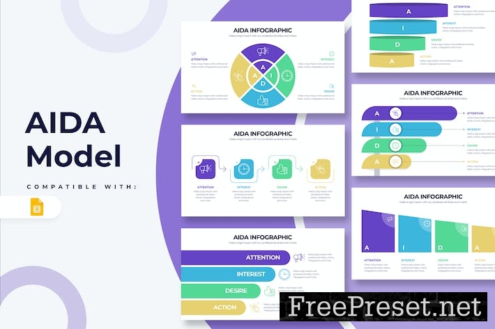 Business AIDA Model Google Slides Infographics 55ALQWV