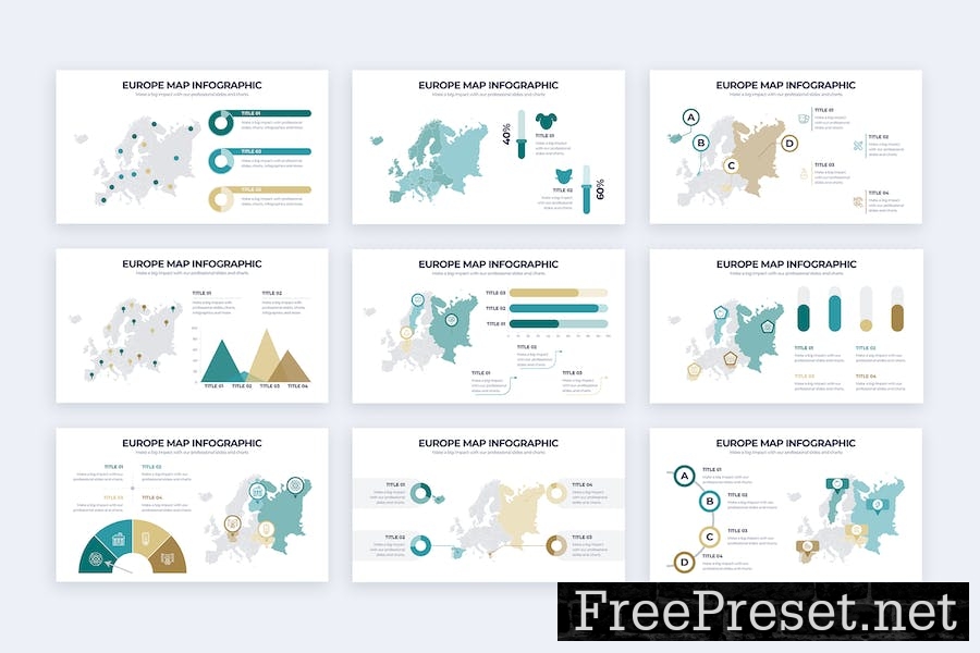 Business Europe Map Google Slides Infographics 3DCDSYY