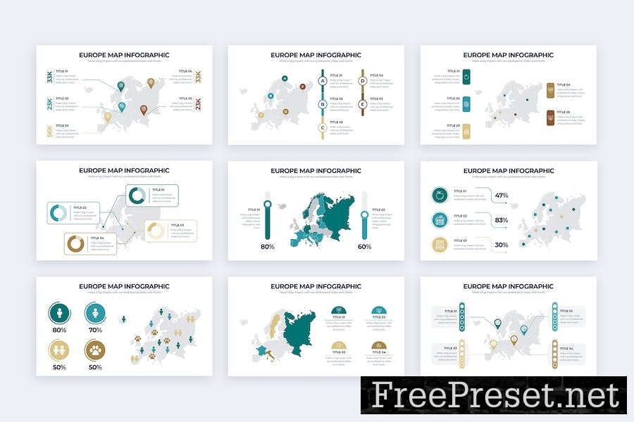 Business Europe Map Google Slides Infographics 3DCDSYY