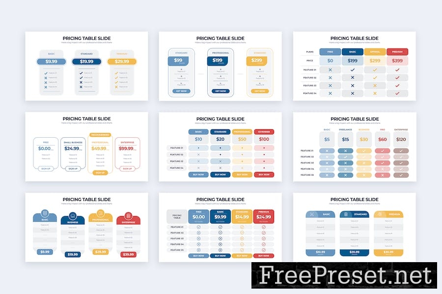 Business Pricing Table Google Slides Infographics M8QMMUW