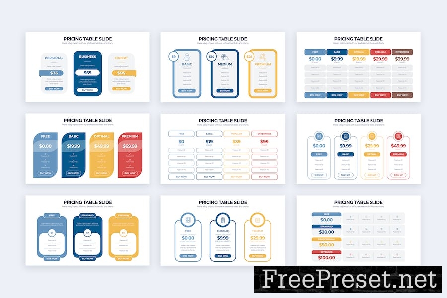 Business Pricing Table Google Slides Infographics M8QMMUW