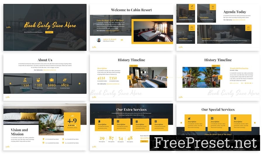 Cabin - Resort Hotel Google Slide Template LD954QP