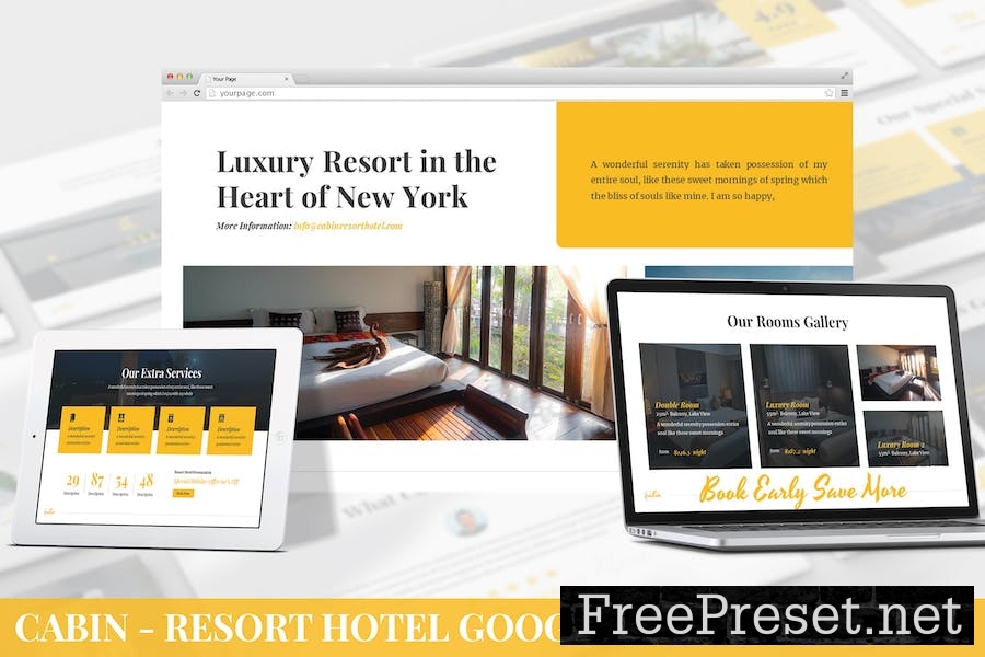 Cabin - Resort Hotel Google Slide Template LD954QP