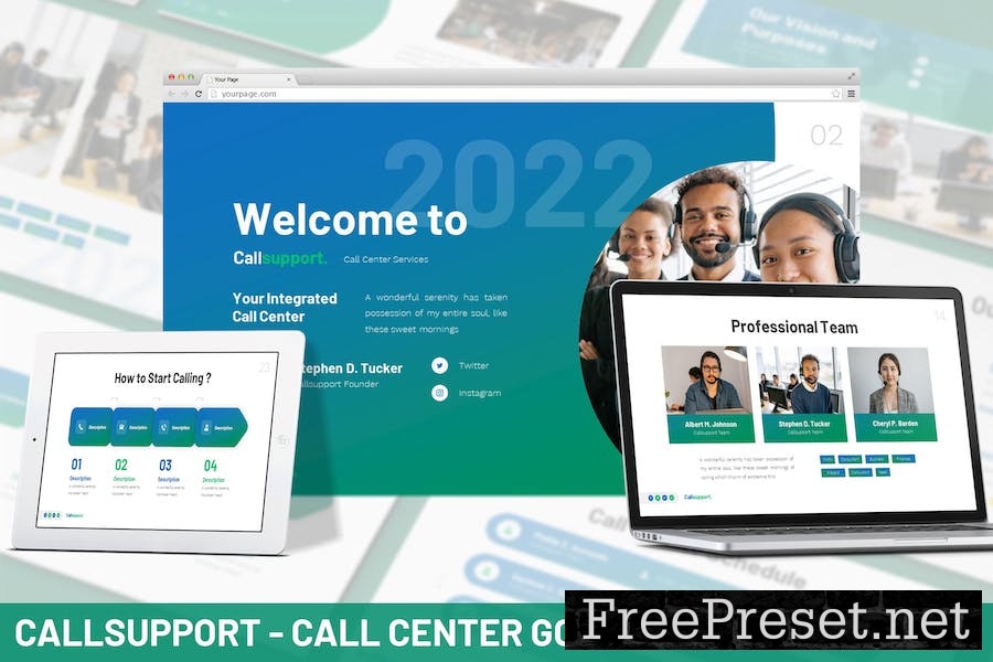 Callsupport - Call Center Google Slide Template 3CVVBEG