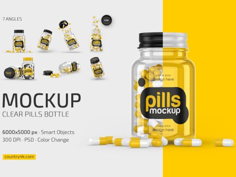 Clear Pills Bottle Mockup Set 10284415