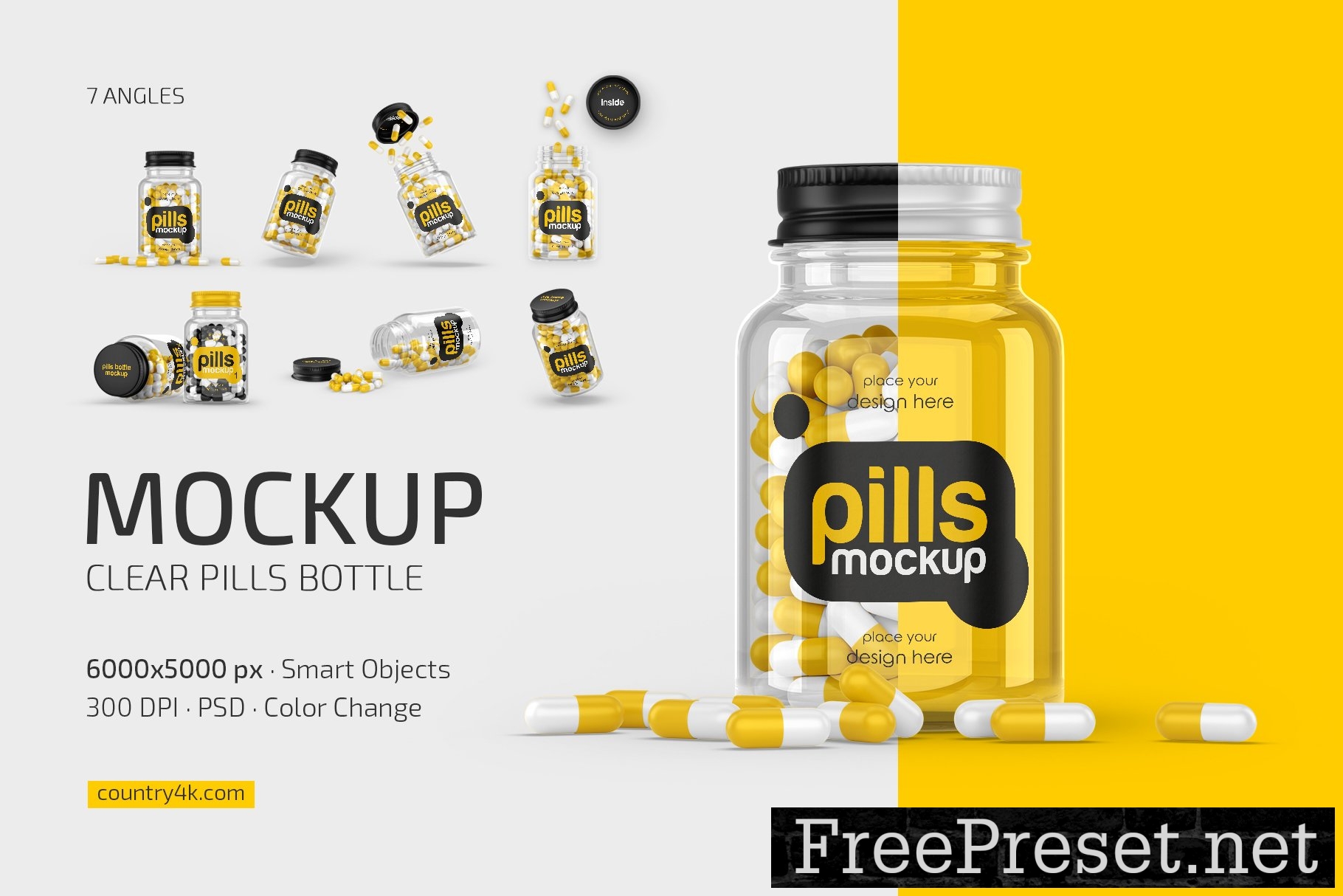 Clear Pills Bottle Mockup Set 10284415