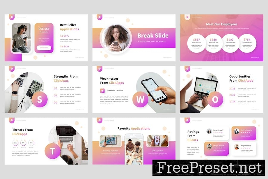 ClickApp - Mobile App & SAAS Google Slide Template A2JK8PW