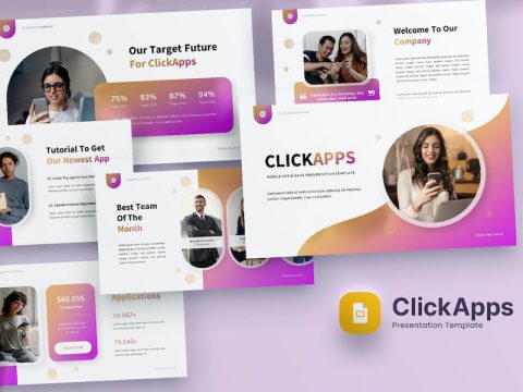 ClickApp - Mobile App & SAAS Google Slide Template A2JK8PW