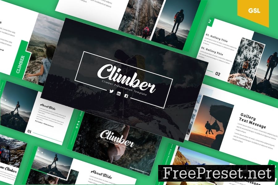 Climber - Adventure Google Slides Template 4SVPQUU