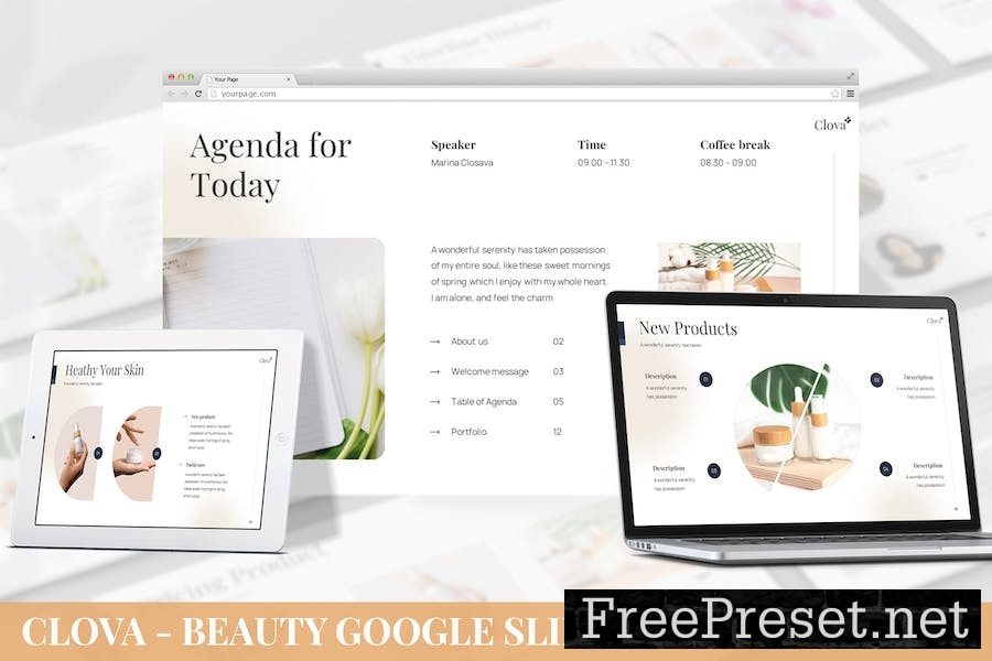 Clova - Beauty Google Slide Template CEA9SKR