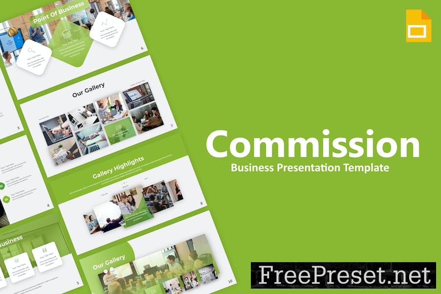 Commission Green Modern Business Google Slides YWGWL33