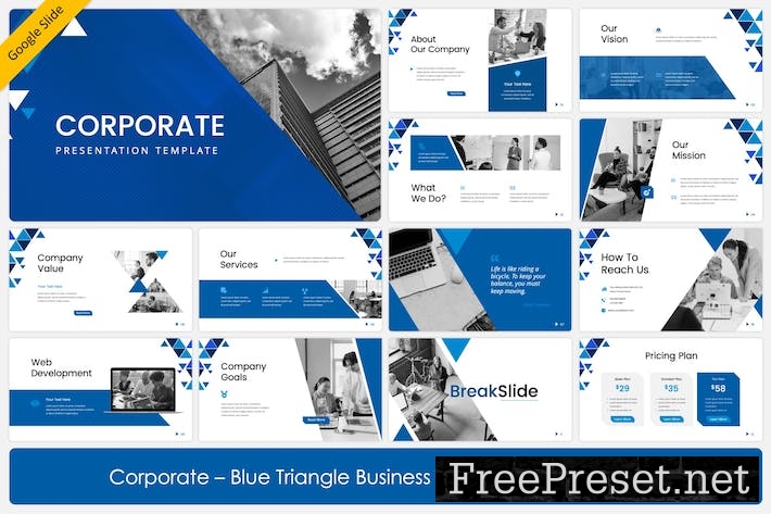 Corporate - Blue Triangle Business Google Slides 5NQDBUR