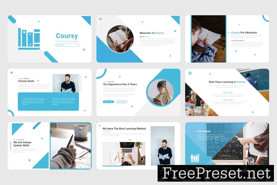 Coursy - Education School Google Slides Template 9CV497L