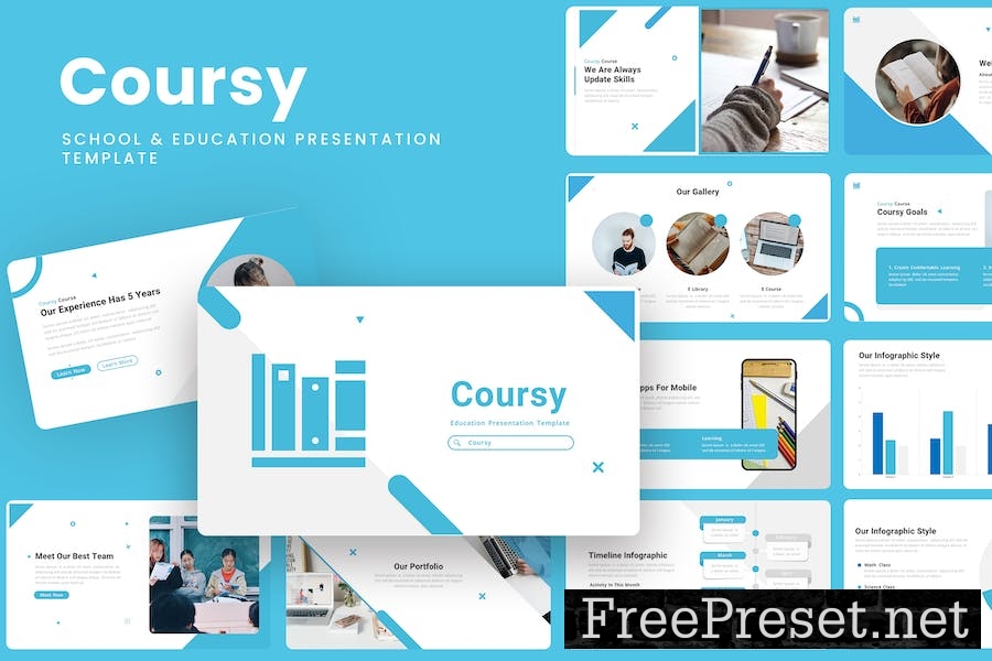 Coursy - Education School Google Slides Template 9CV497L