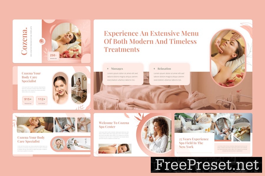 Cozena - Spa Center Google Slide Template YEETWBP