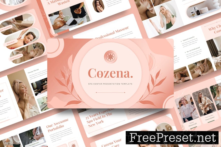 Cozena - Spa Center Google Slide Template YEETWBP