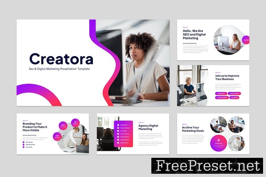 Creatora - Seo & Digital Marketing Google Slides 9DN8WRB