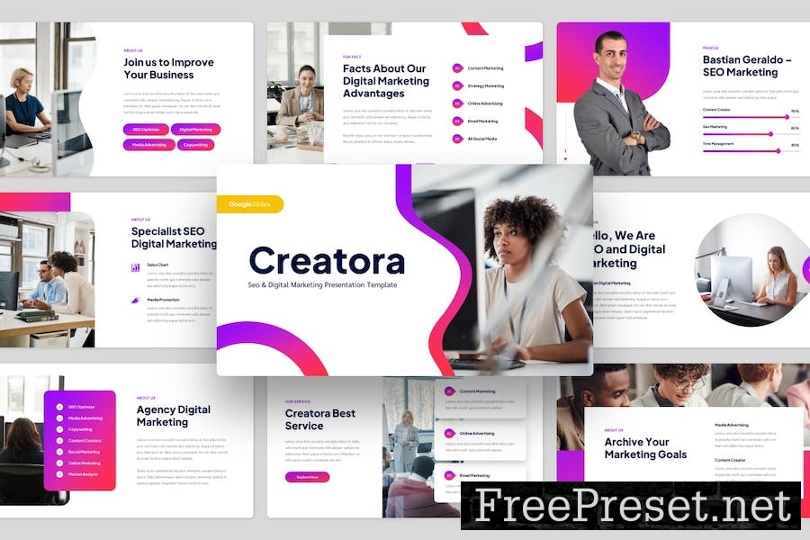 Creatora - Seo & Digital Marketing Google Slides 9DN8WRB