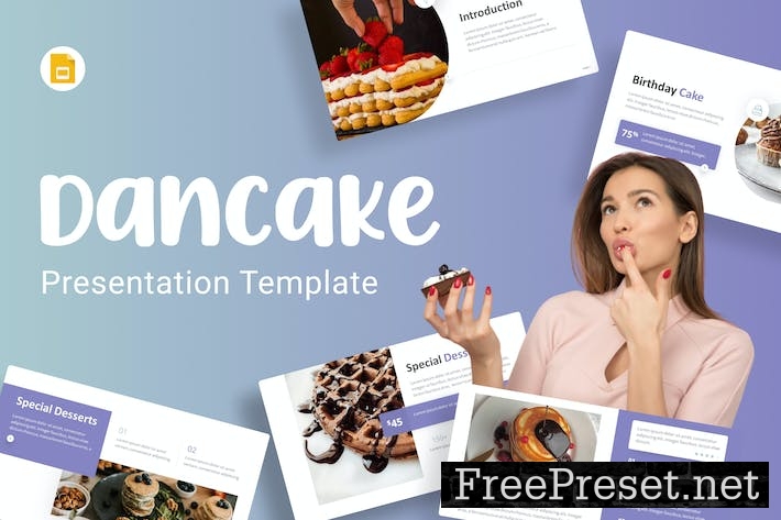 Dancake Purple Business Elegant Food Google Slides 8MZKKAN