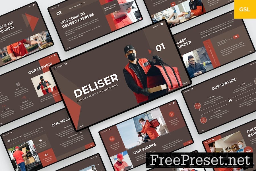 Deliser - Delivery Service Google Slides Template LXETDCH