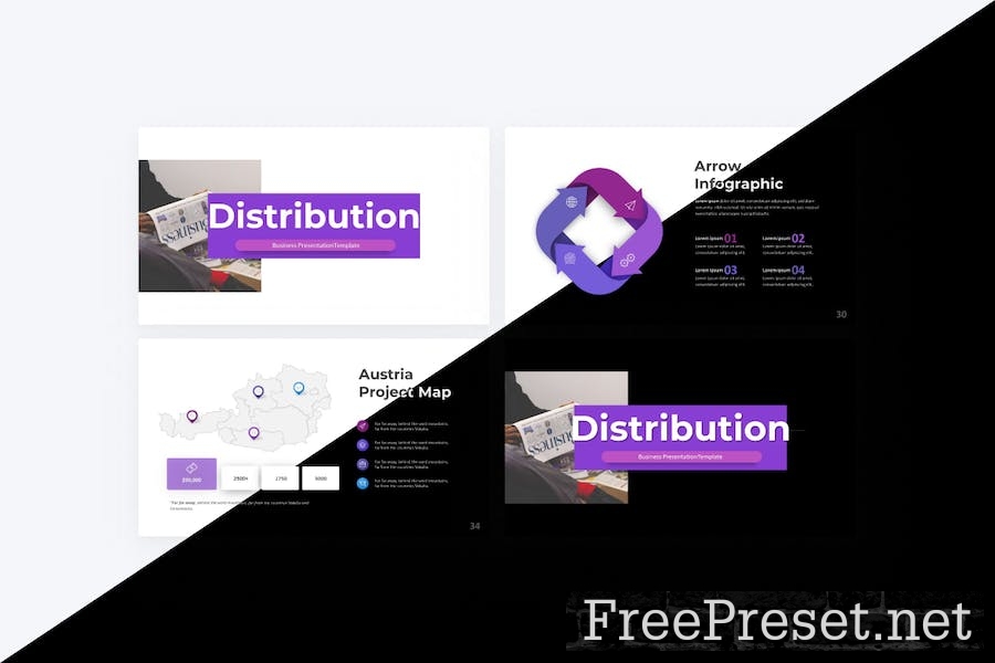 Distribution Purple Modern Business Google Slides LDPRVFX