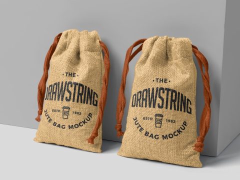 Drawstring Jute Bag Mockups 7438573