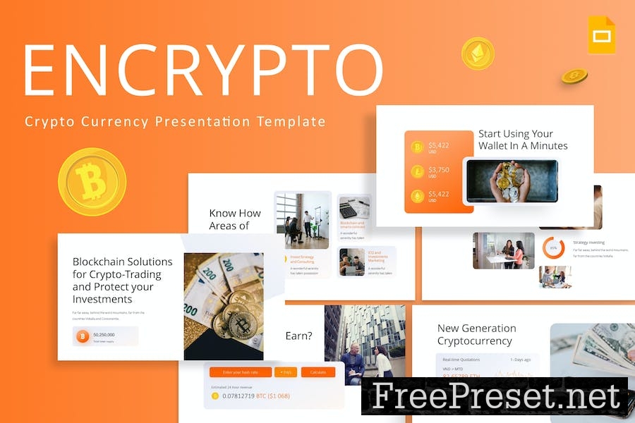 Encrypto Orange Creative Crypto Google Slides M7E9V8X