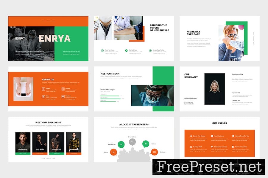 Enrya : Medical Content Google Slides Template B6U585K