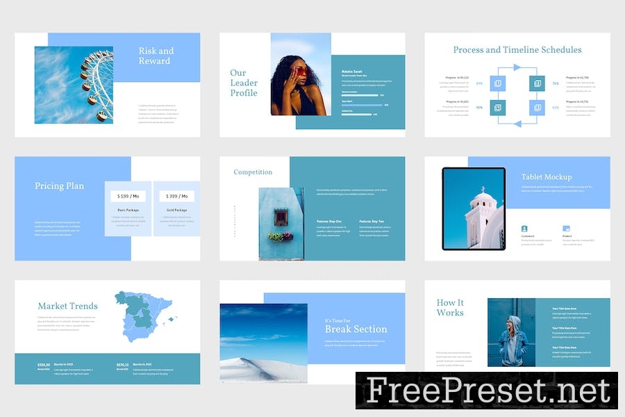 Enzura - Pitch Deck Blue Google Slides Template GDDB98X