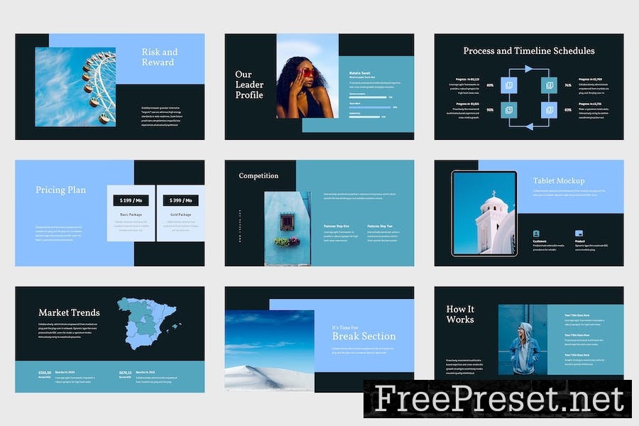 Enzura - Pitch Deck Blue Google Slides Template GDDB98X