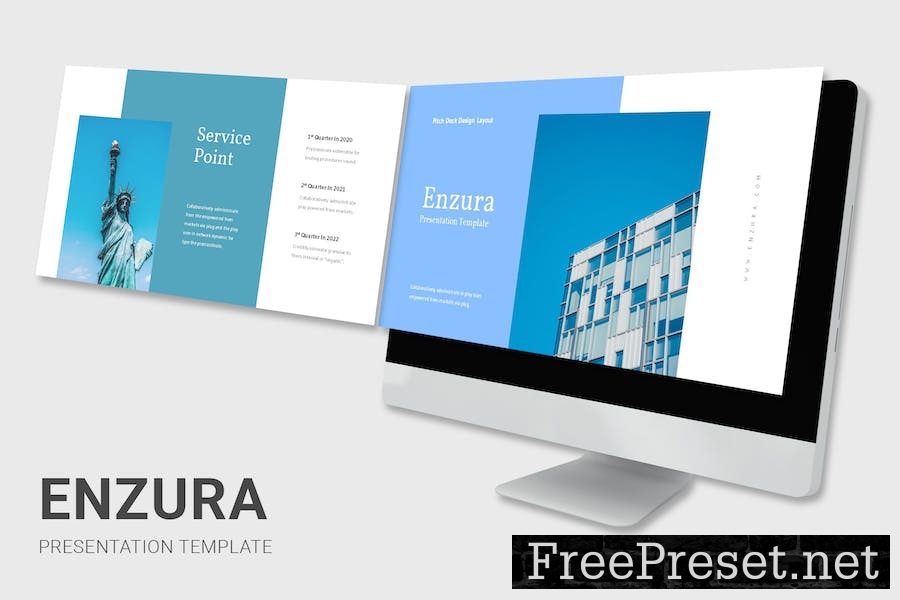 Enzura - Pitch Deck Blue Google Slides Template GDDB98X