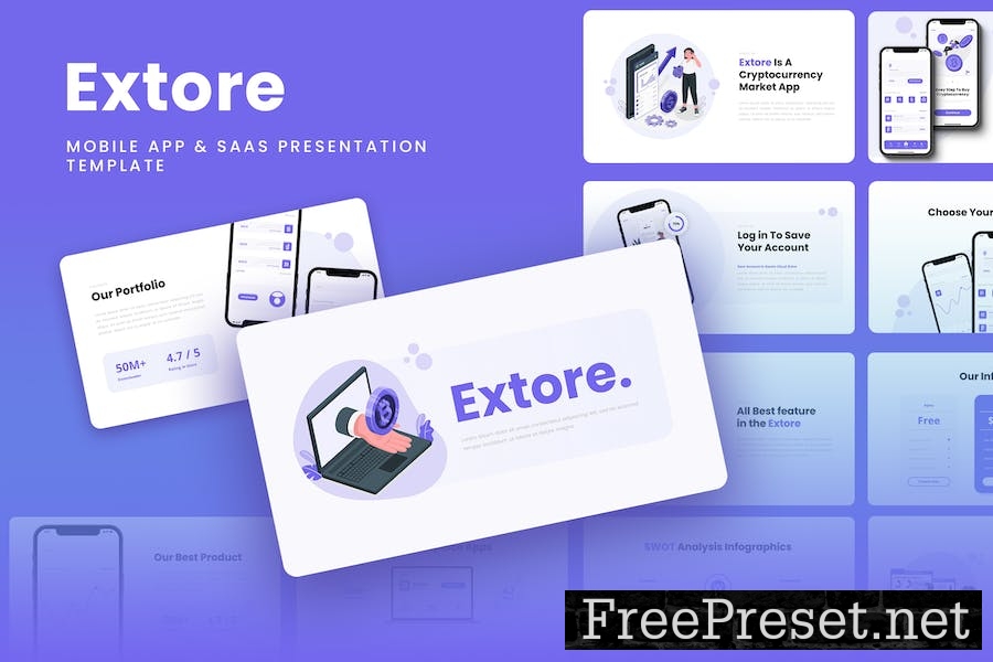 Extore - Mobile App & SAAS Google Slides Template MHKSXUM