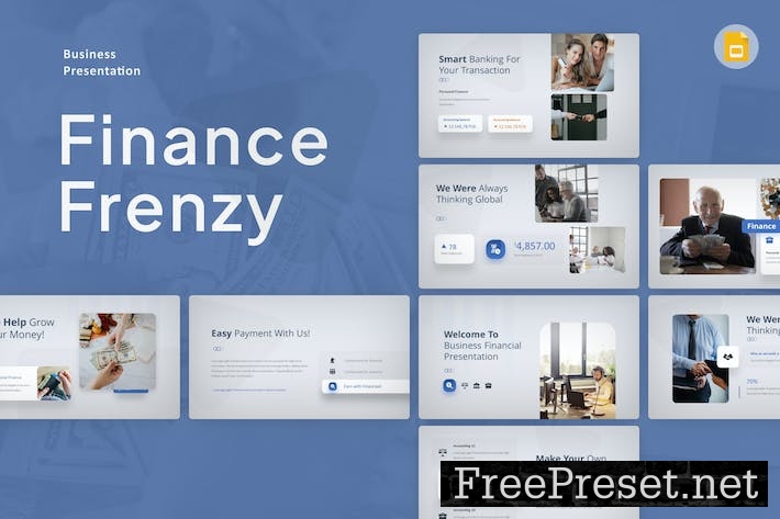 Finance Frenzy Blue Modern Financial Google Slides JRPD8AV