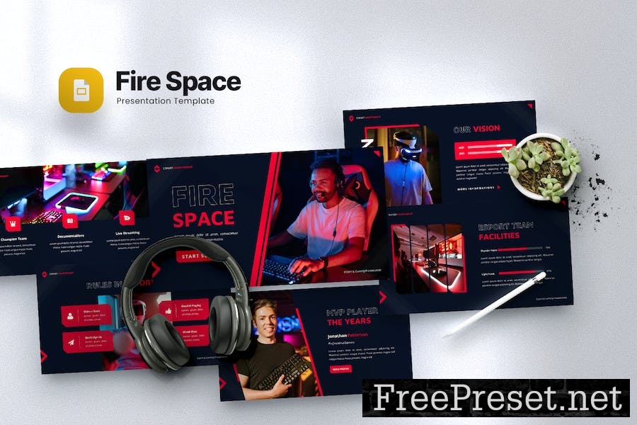 Fire Space - Esport & Gaming Google Slide Template XDL78UR