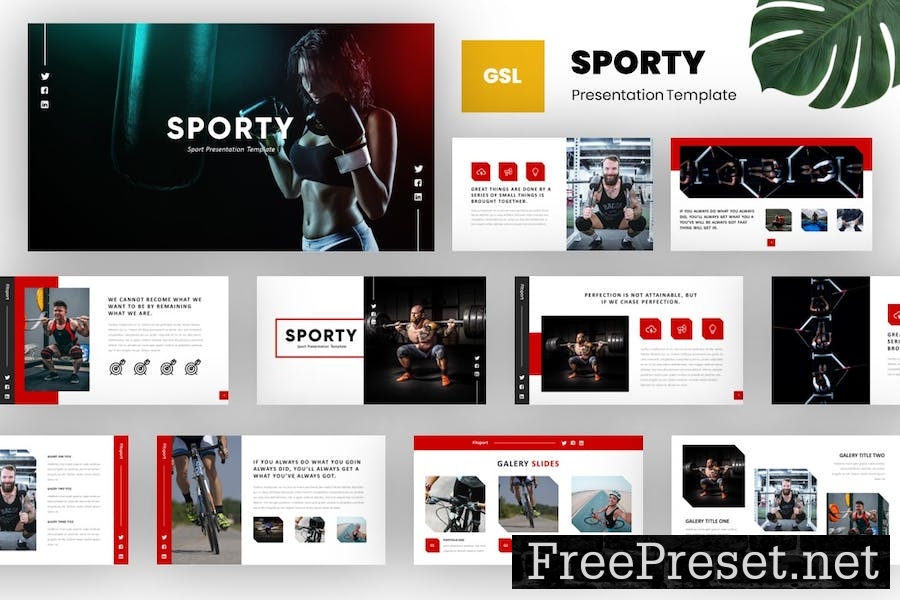 Fitsport Gym Fitness & Sports Presntation Template X9P4XH2